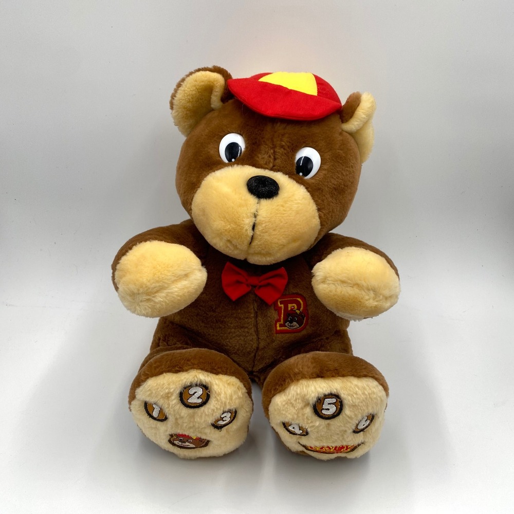 Vintage 1998 Baby Bear Plush Toy Storytelling Bow Tie Hat General Creations FLAW